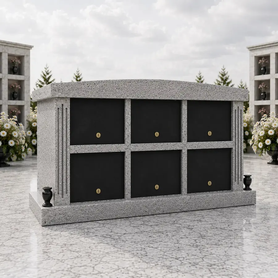 6-Niche Granite Columbarium Monument with Serpentine Top