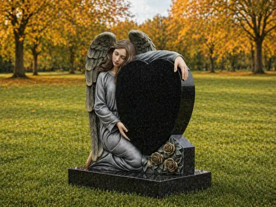Angel Heart Granite Headstone 32 x 6 x 36