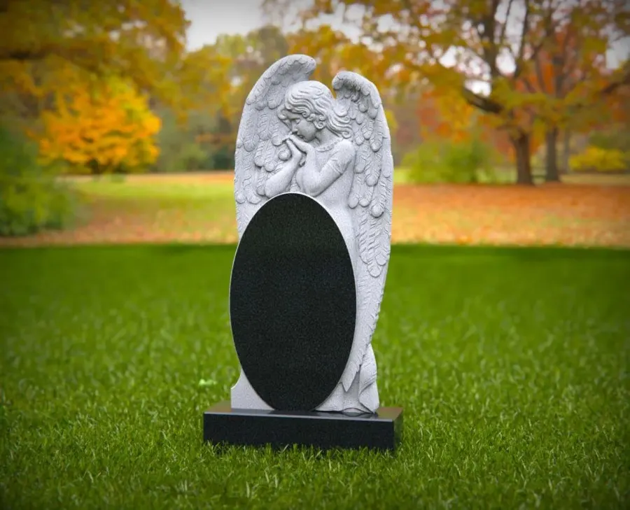 Praying Angel Oval Granite Headstone 22 x 4 x 48