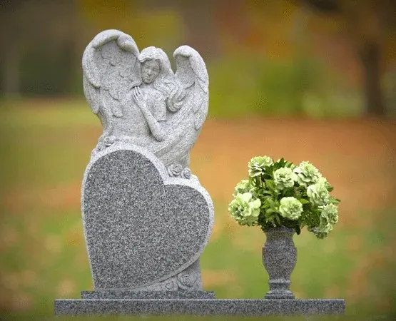 Angel Heart Upright Headstone 24 x 3 x 48