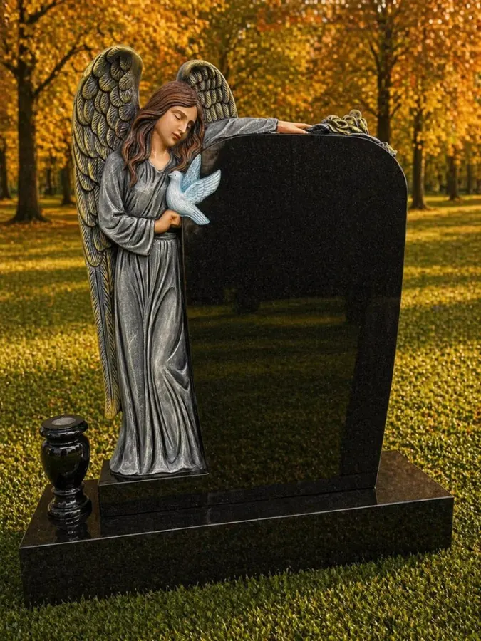 Angel Upright Headstone with Dove Detail