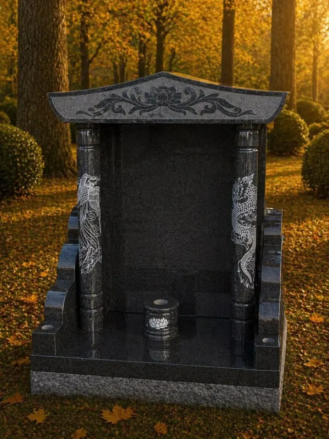 Asian-Style Memorial with Pagoda Roof — Design 2