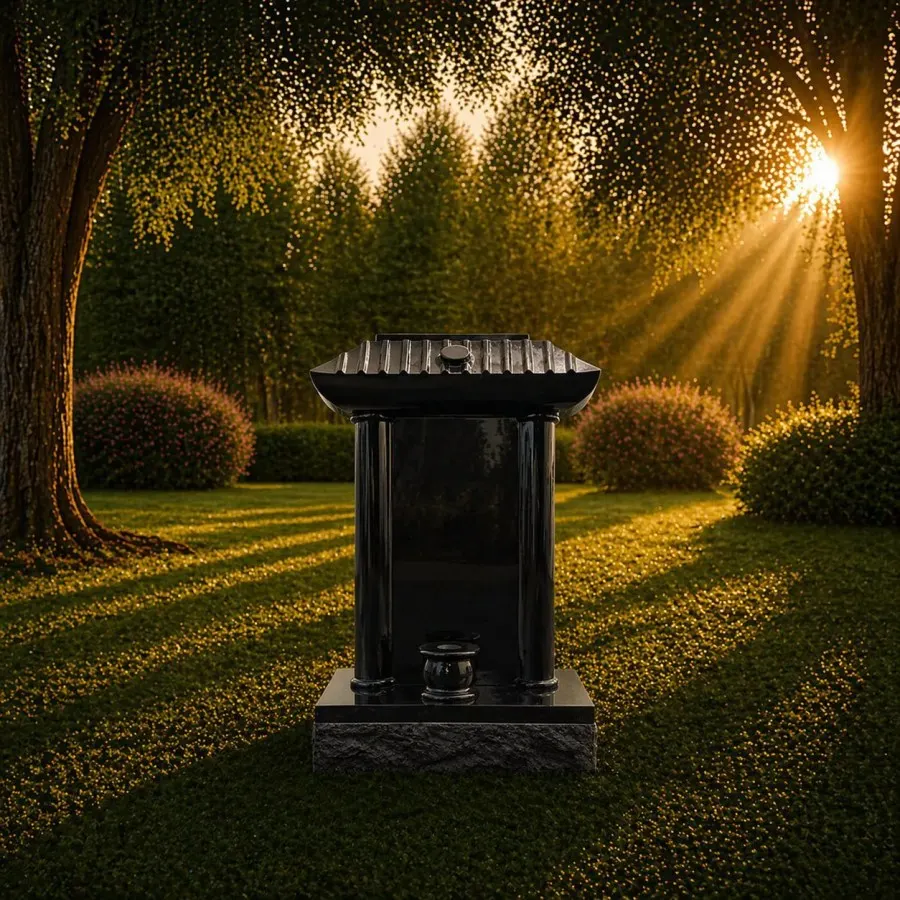 Asian-Style Memorial with Pagoda Roof 20 x 10 x 36