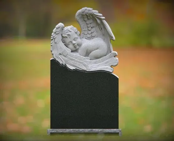 Baby Angel Granite Monument with Sculpted Wings