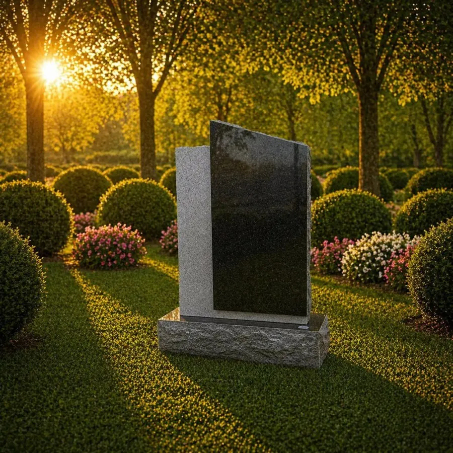 Two-Tone Black Upright Headstone 20 x 4 x 28