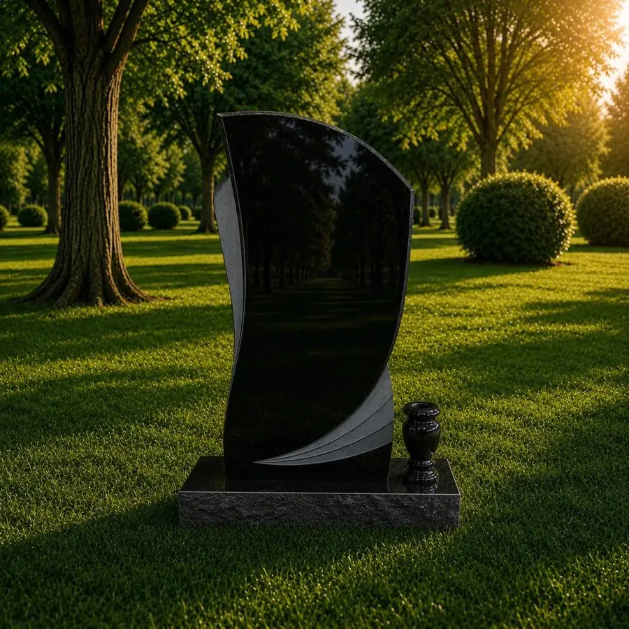 Wave Shape Granite Headstone 18 x 3 x 35
