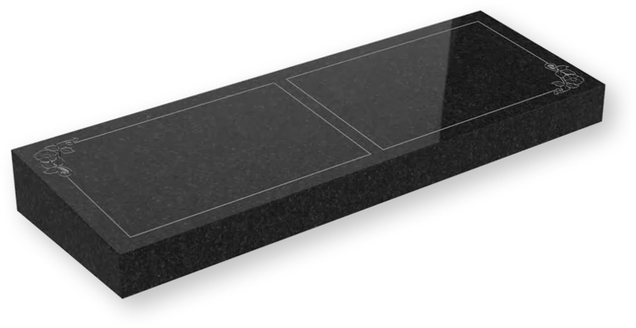 Bevel Granite Companion Headstone with Floral Corners