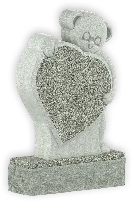 Children's Heart Headstone with Teddy Bear