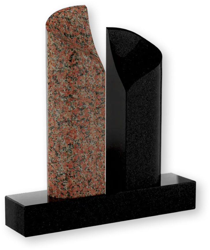 Modern Jewish Companion Upright Granite Headstone with Menorah and Star of David
