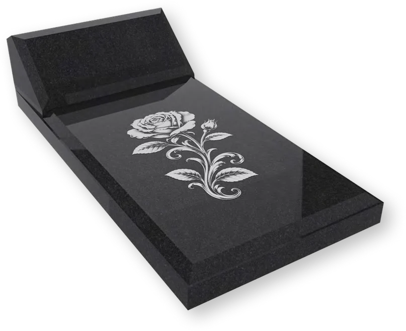 Slant Ledger Memorial with Rose Engraving