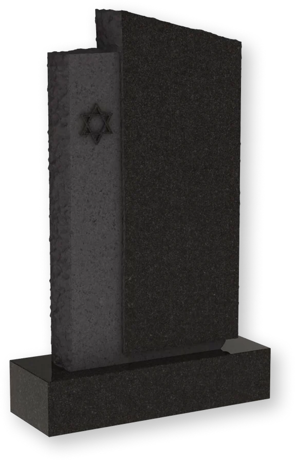 Upright Jewish Headstone with Menorah and Star of David