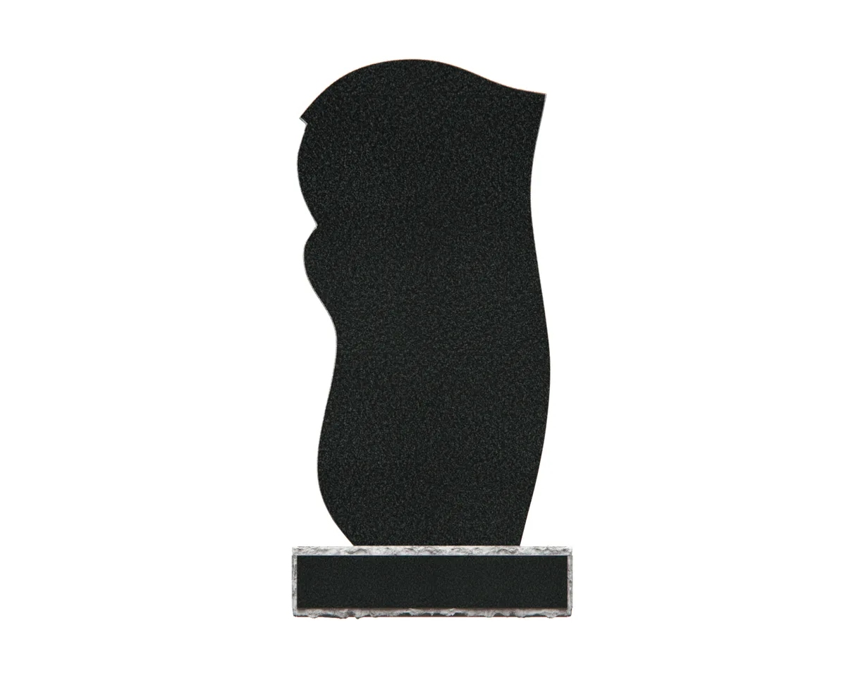 Show photo 4 of 4: Modern Wave-Shape Upright Granite Headstone with Floral Design