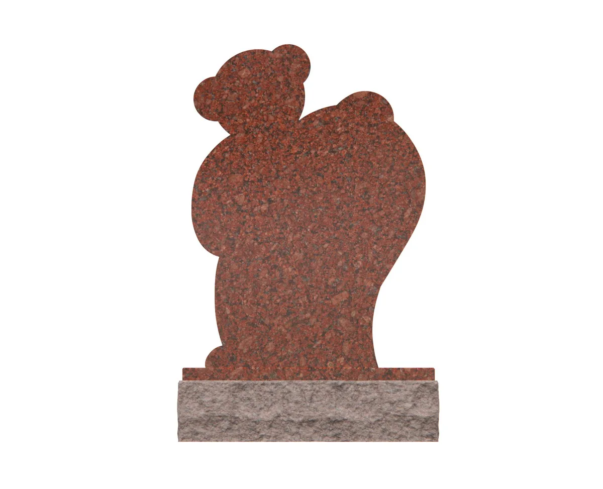 Show photo 4 of 4: Children’s Heart-Shaped Headstone with Teddy Bear and Butterfly