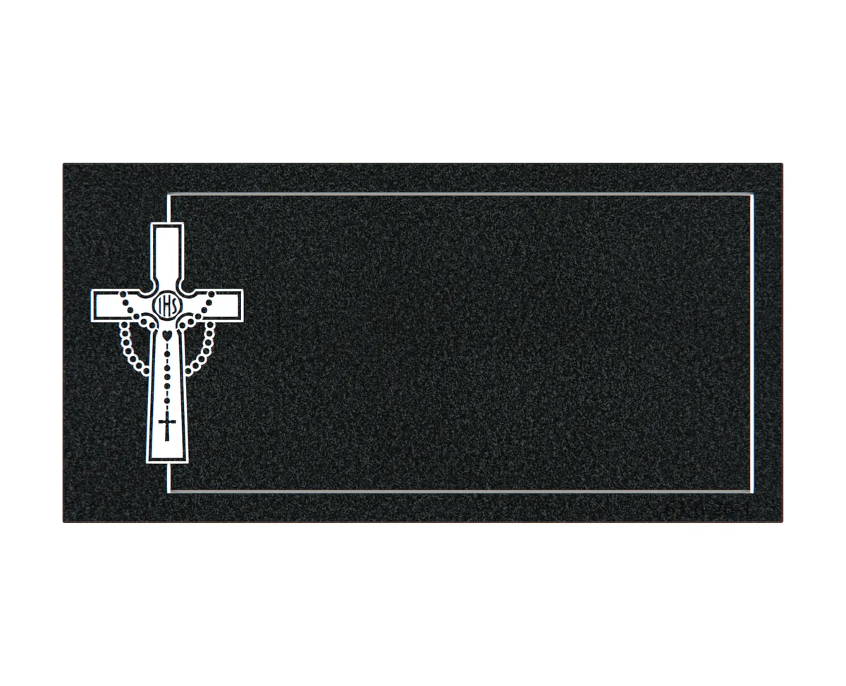 Show photo 4 of 4: Flat Granite Headstone with Cross & Rosary
