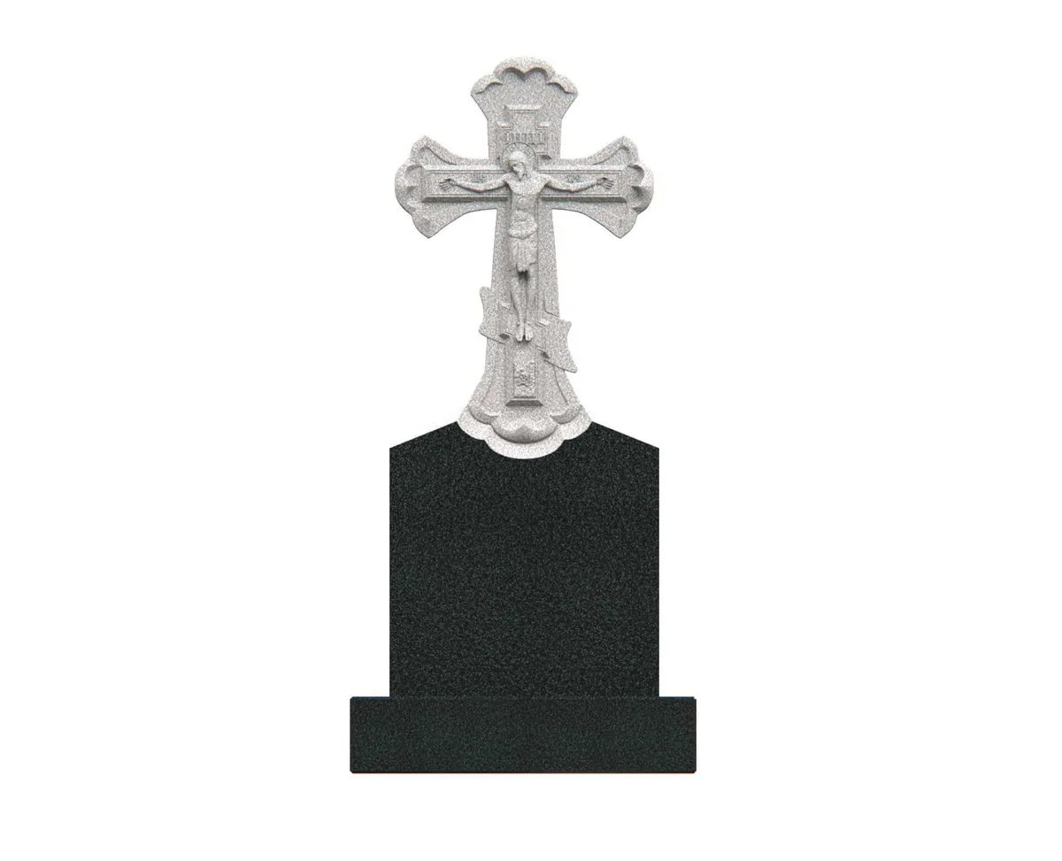 Show photo 4 of 4: Orthodox Gravestone with Carved Crucifix Cross