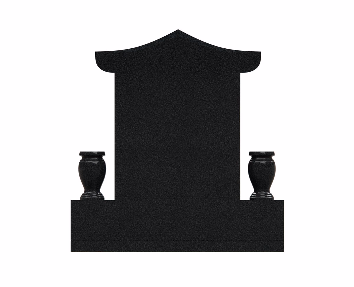 Show photo 5 of 5: Asian-Inspired Double Upright Memorial with Pagoda Roof