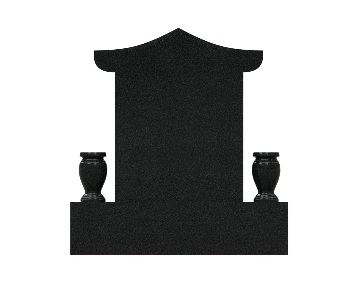 Show photo 4 of 5: Asian-Inspired Double Upright Memorial with Pagoda Roof