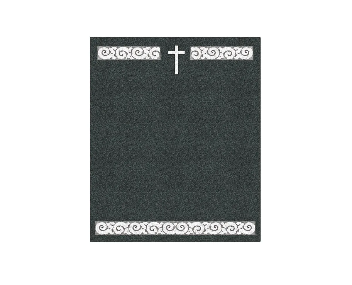Show photo 4 of 4: Christian Granite Half Ledger Grave Marker with Scroll Border