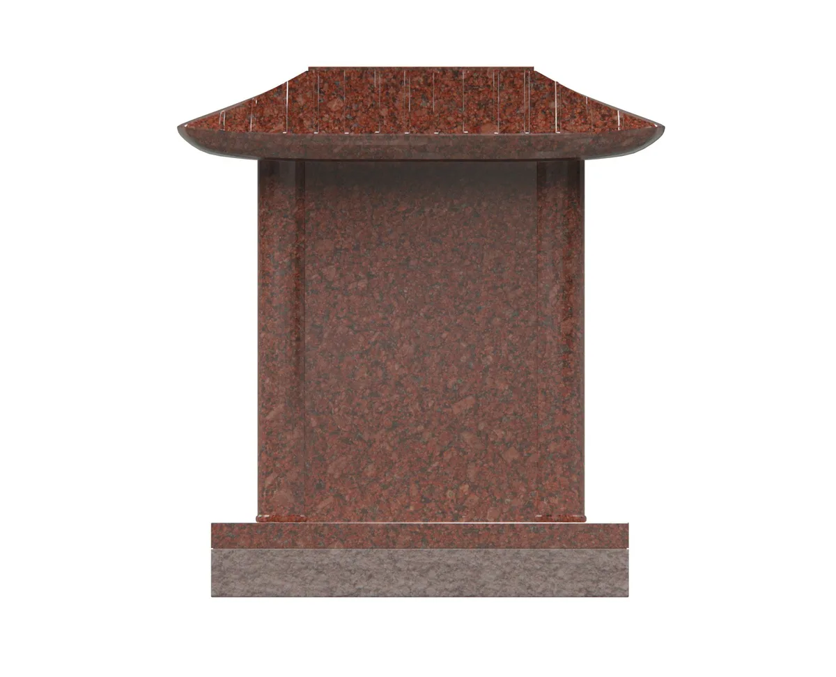 Show photo 4 of 4: Pagoda-Style Asian Granite Headstone with Symbolic Crane
