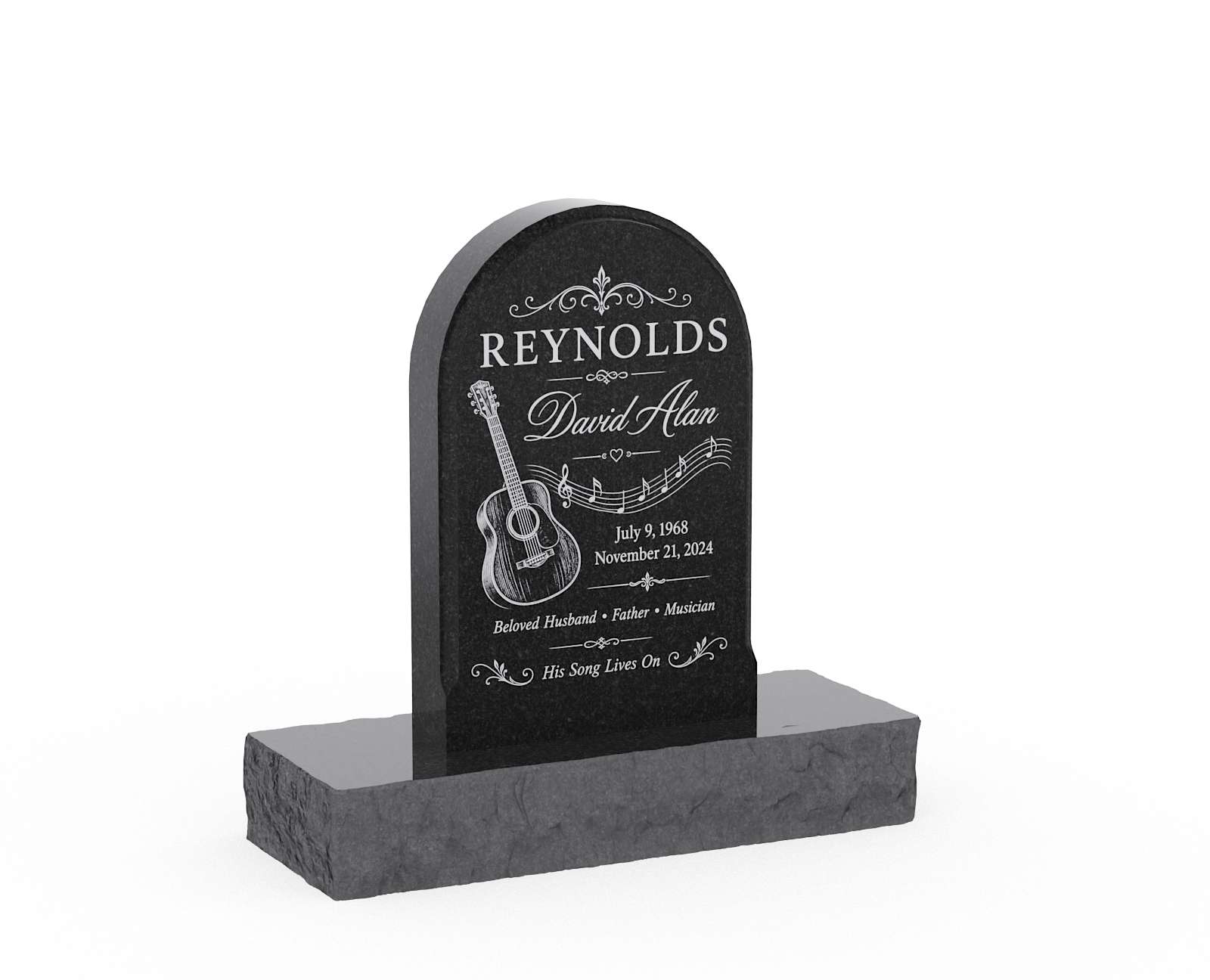 Classic Arch Top Granite Upright Headstone