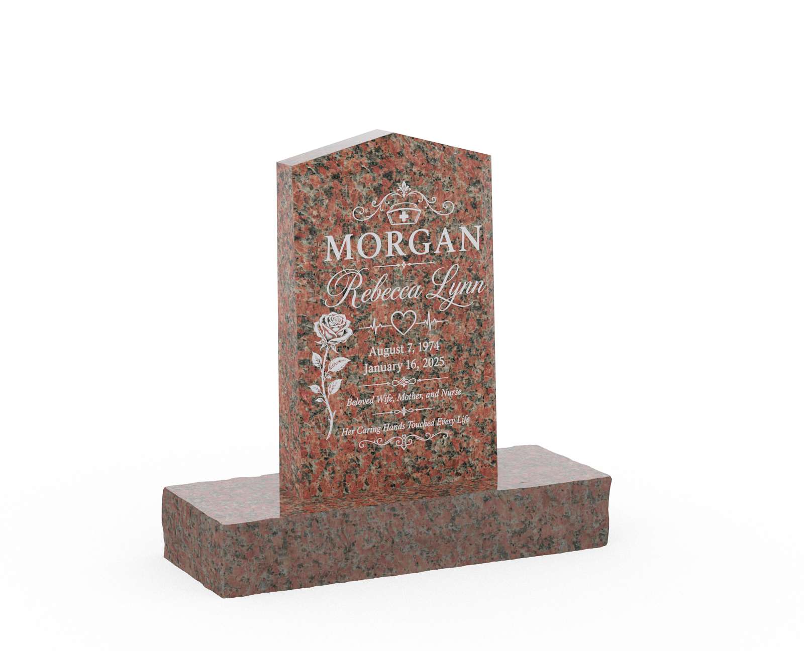Classic Peaked Top Granite Upright Headstone