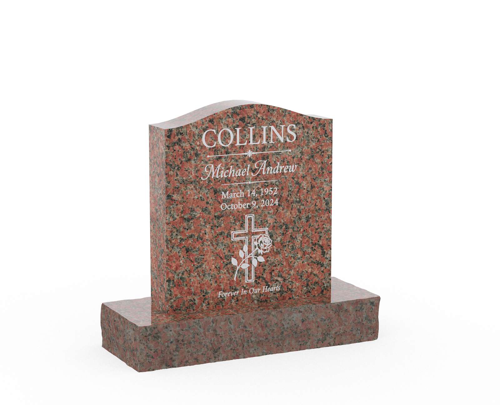 Classic Serpentine Top Granite Headstone