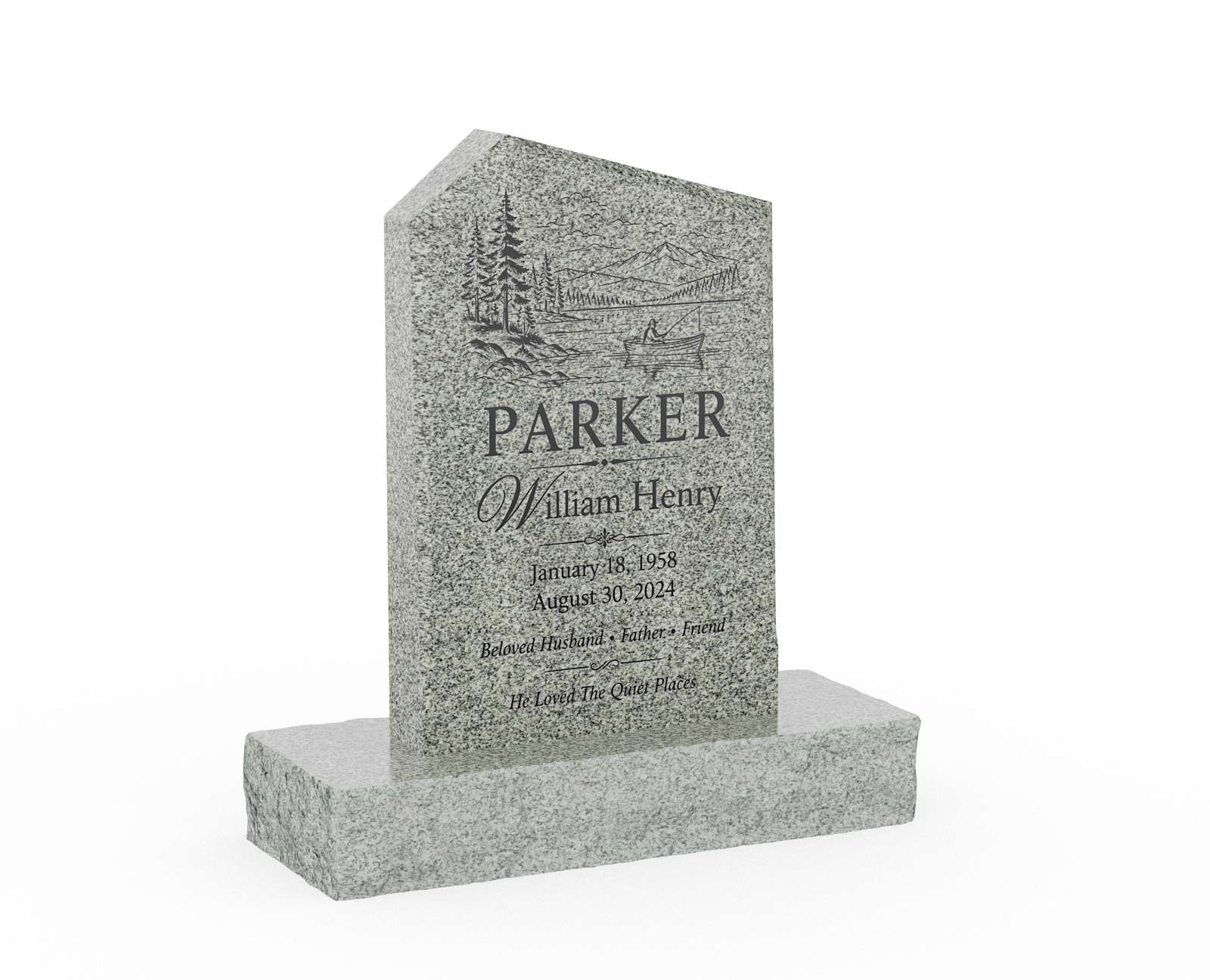 Diagonal Top Granite Upright Headstone