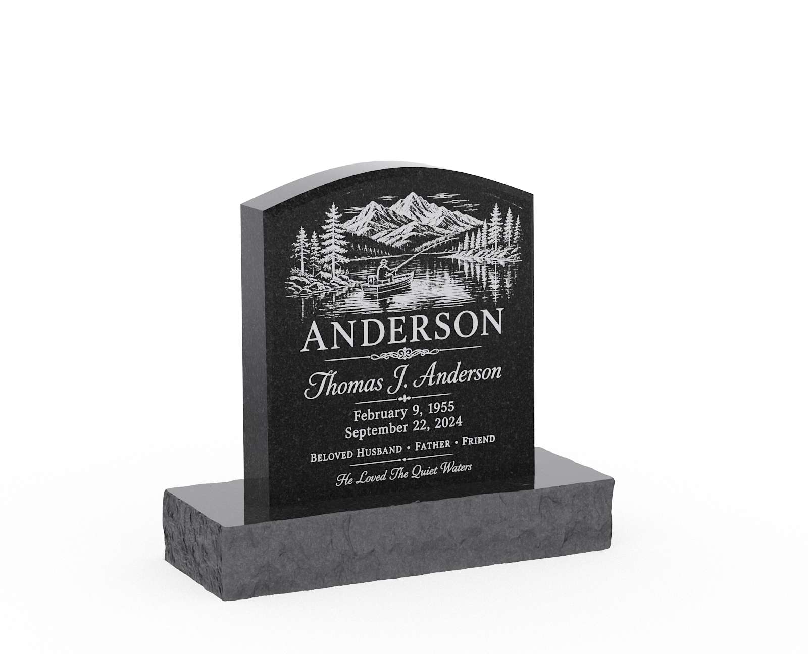 Scenic Serpentine Top Granite Headstone