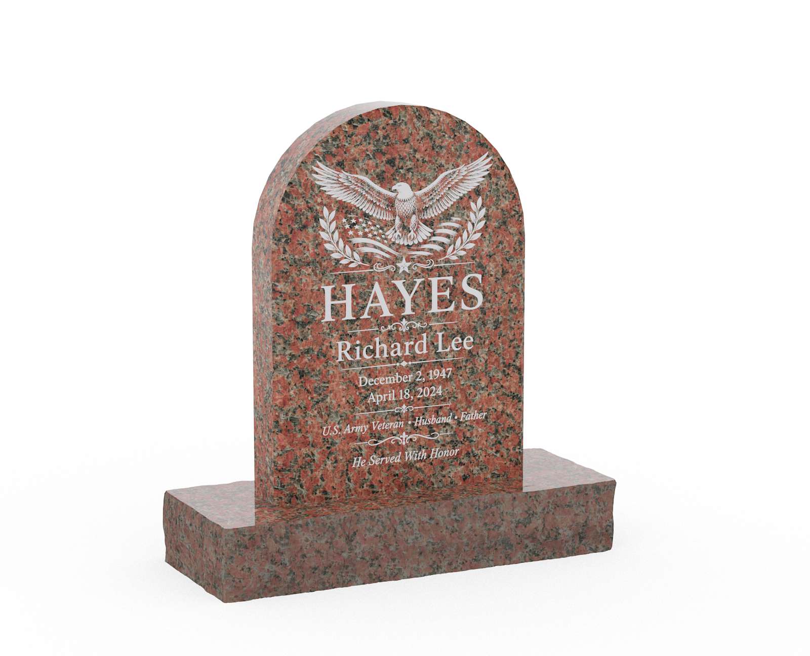 Rounded Arch Top Granite Upright Headstone