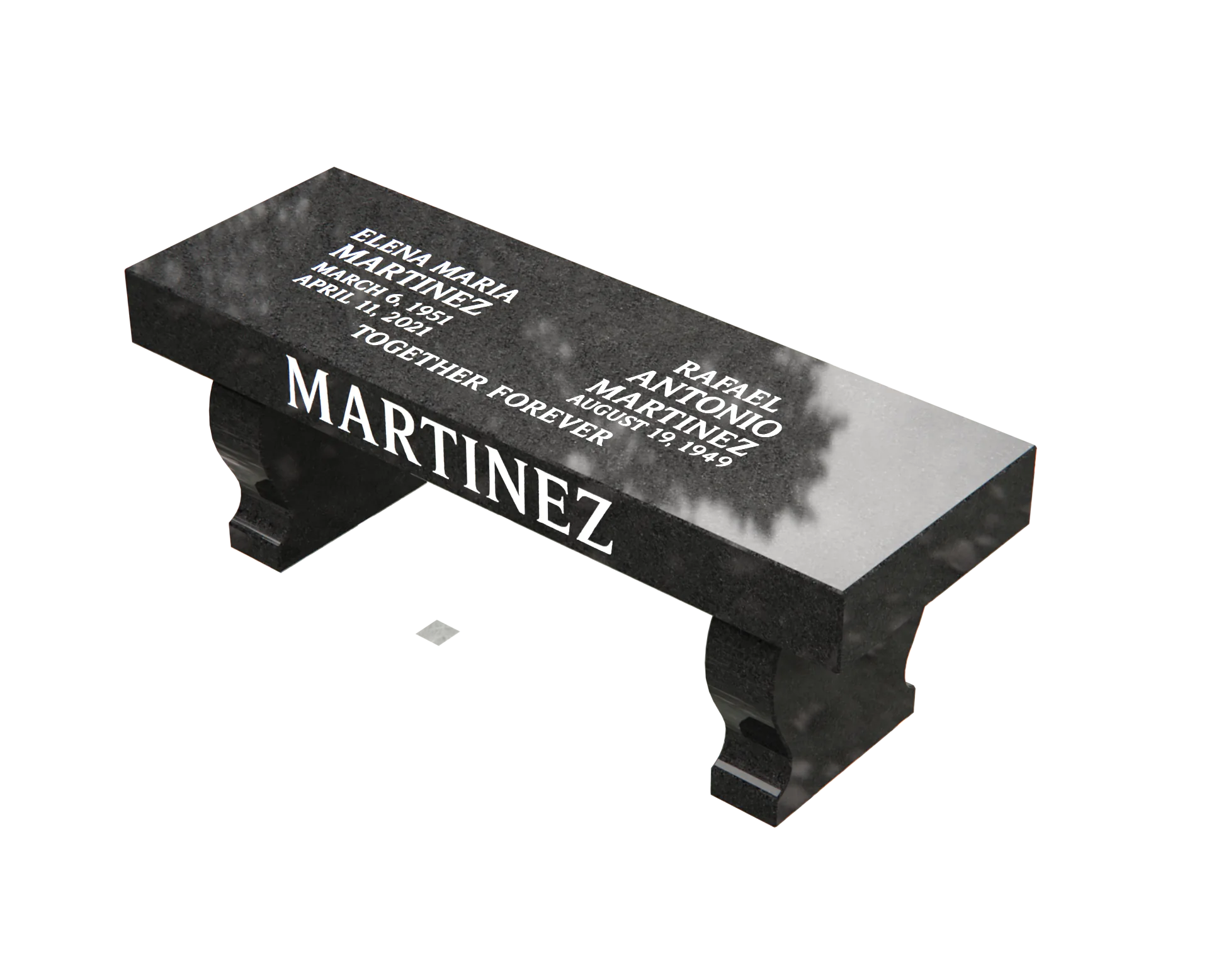 Companion Granite Memorial Bench with Family Name