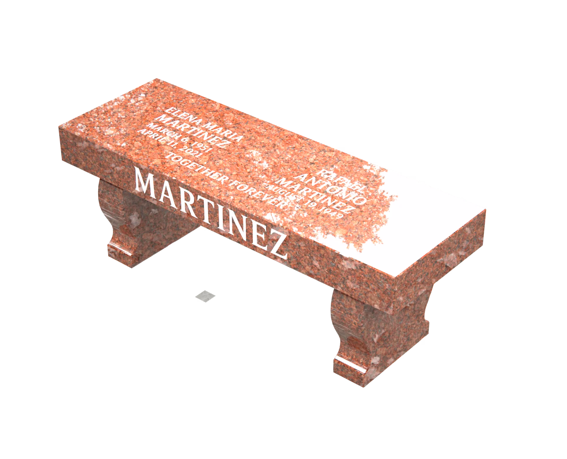 Show photo 3 of 4: Companion Granite Memorial Bench with Family Name