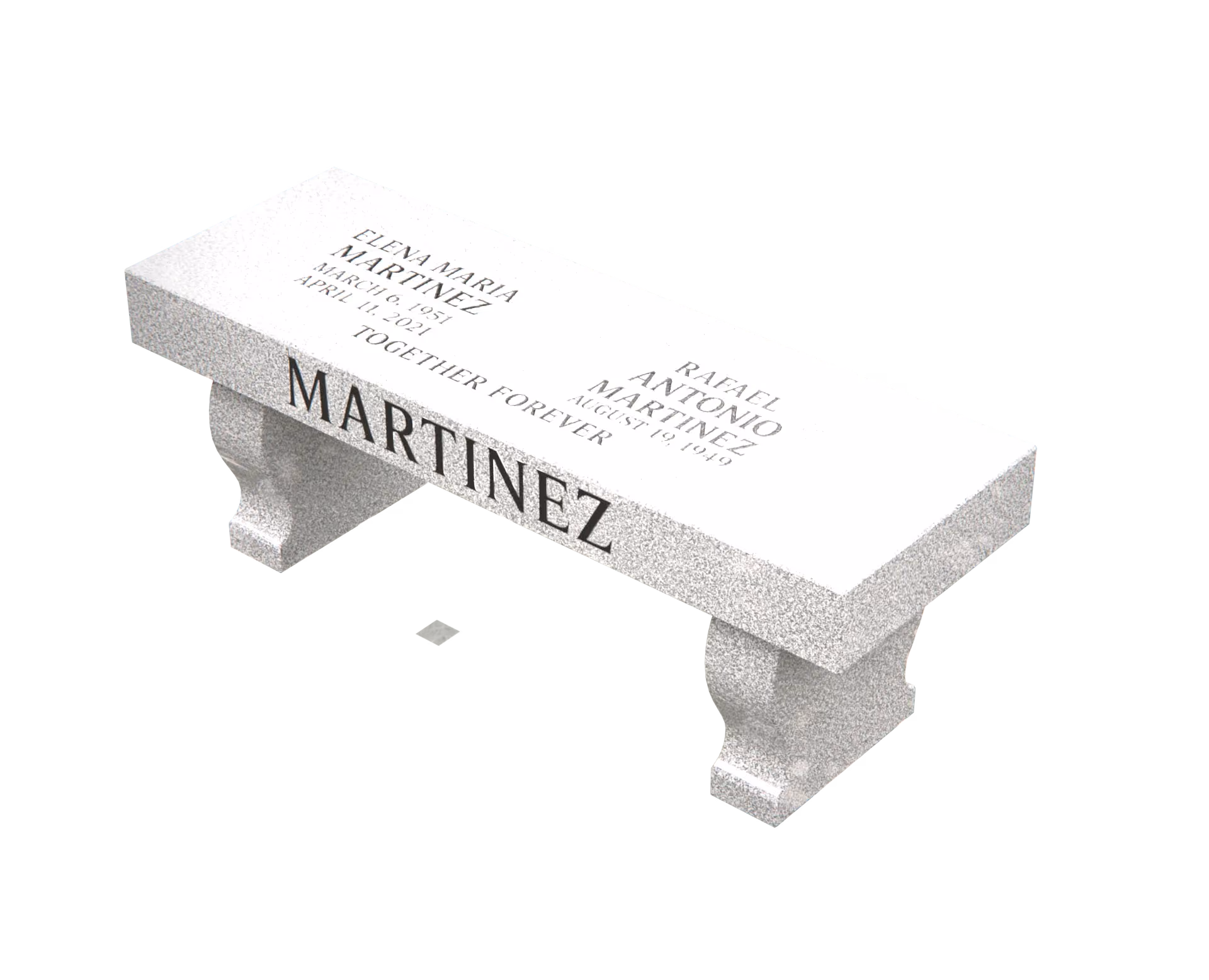 Show photo 2 of 4: Companion Granite Memorial Bench with Family Name
