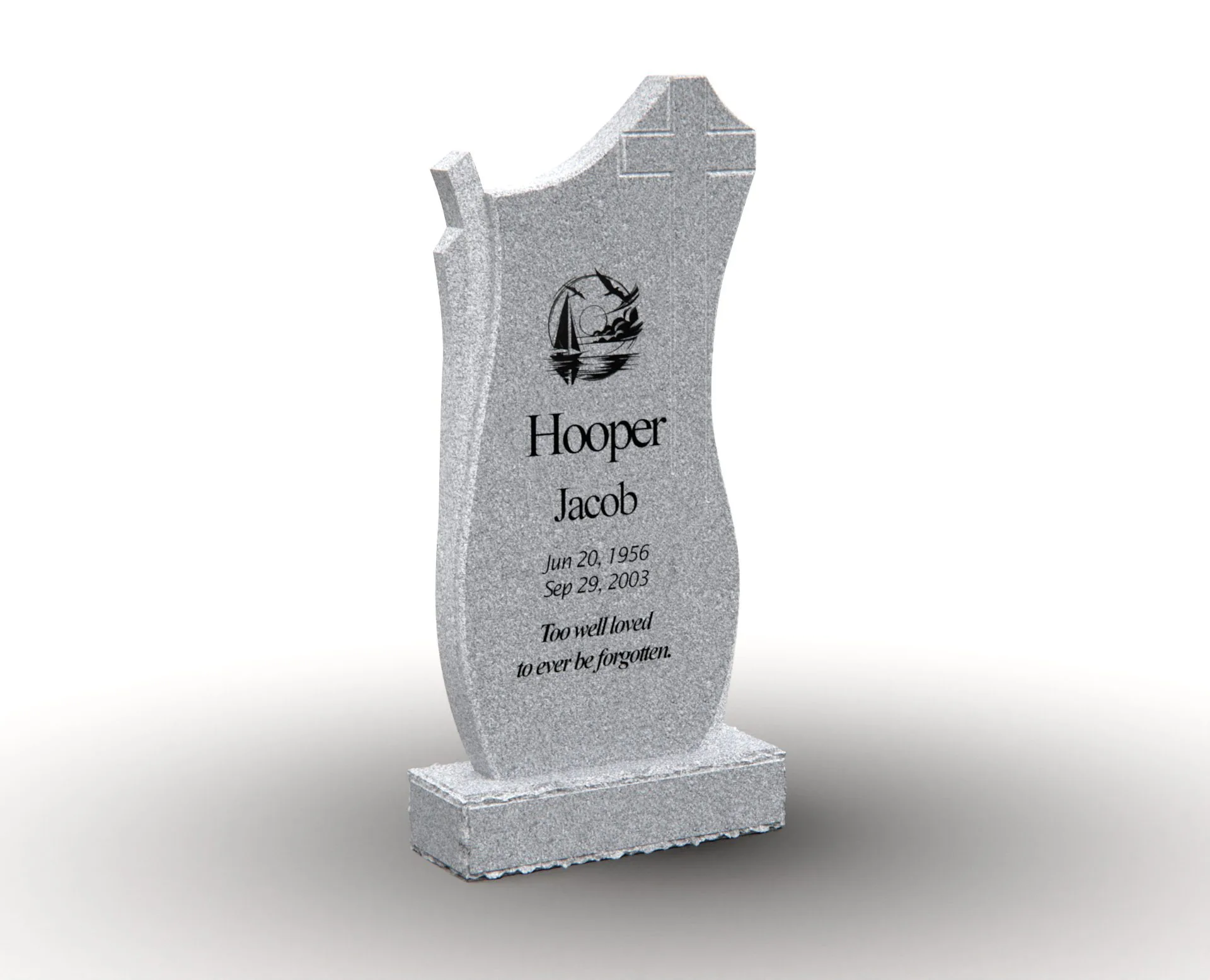 Show photo 2 of 4: Sculpted Upright Granite Memorial with Cross Shape