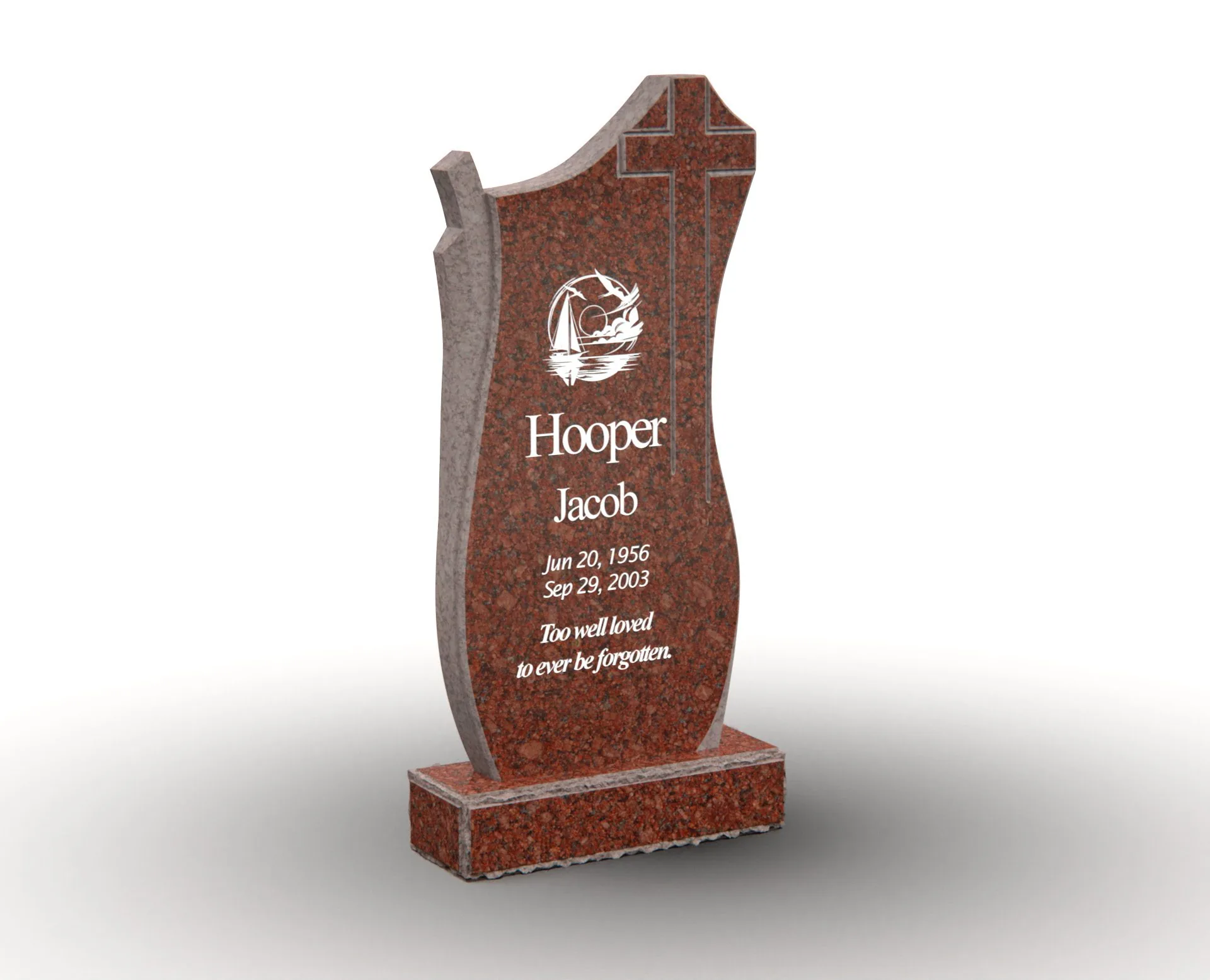 Show photo 3 of 4: Sculpted Upright Granite Memorial with Cross Shape