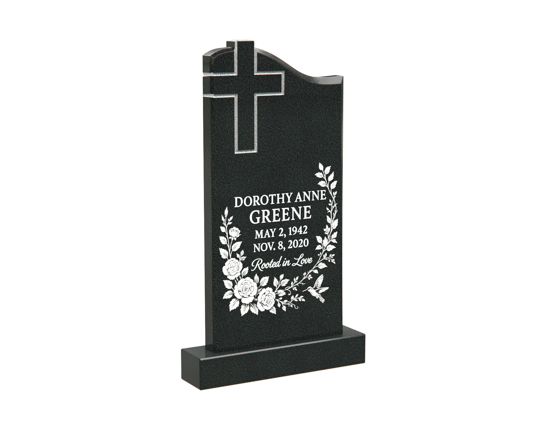 Affordable Upright Memorial with Cross Design