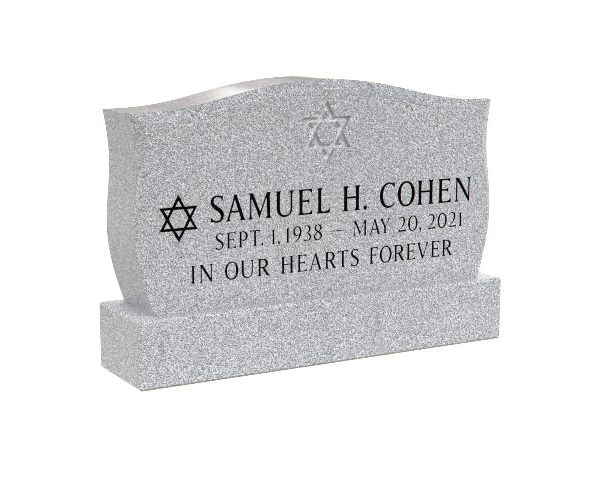 Show photo 2 of 4: Serpentine-Top Upright Jewish Headstone with Star of David