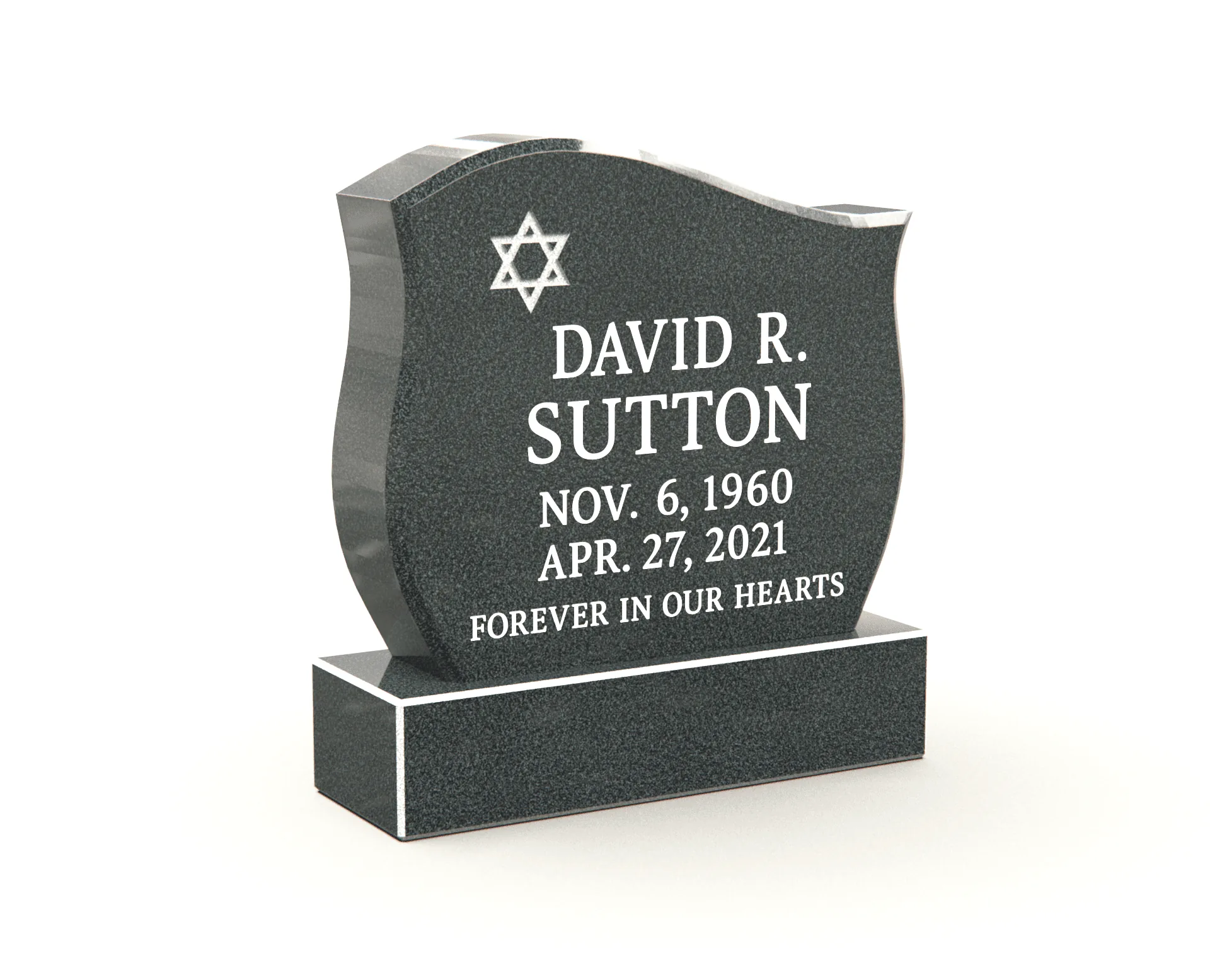 Simple Upright Granite Memorial with Star of David