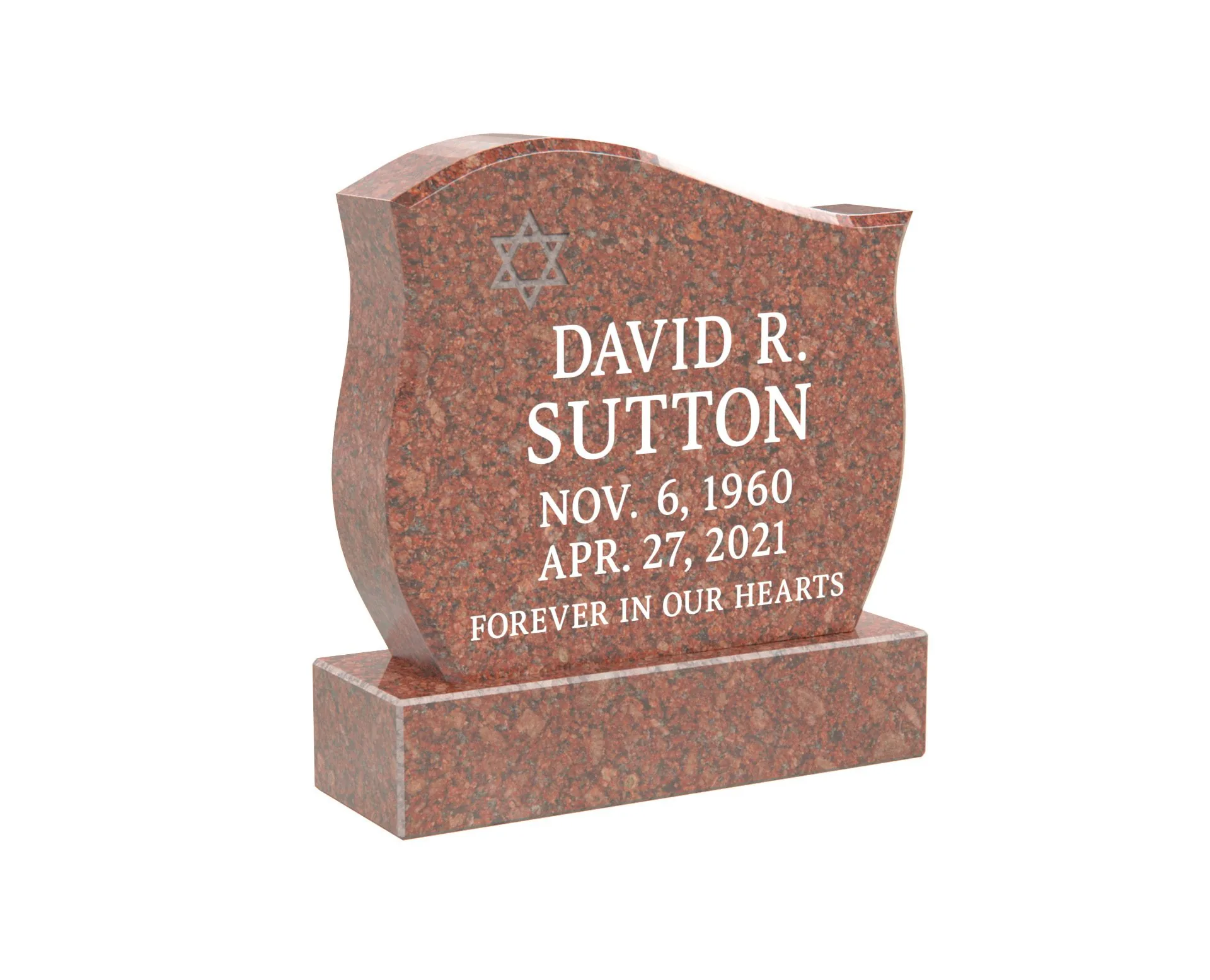 Show photo 3 of 4: Simple Upright Granite Memorial with Star of David