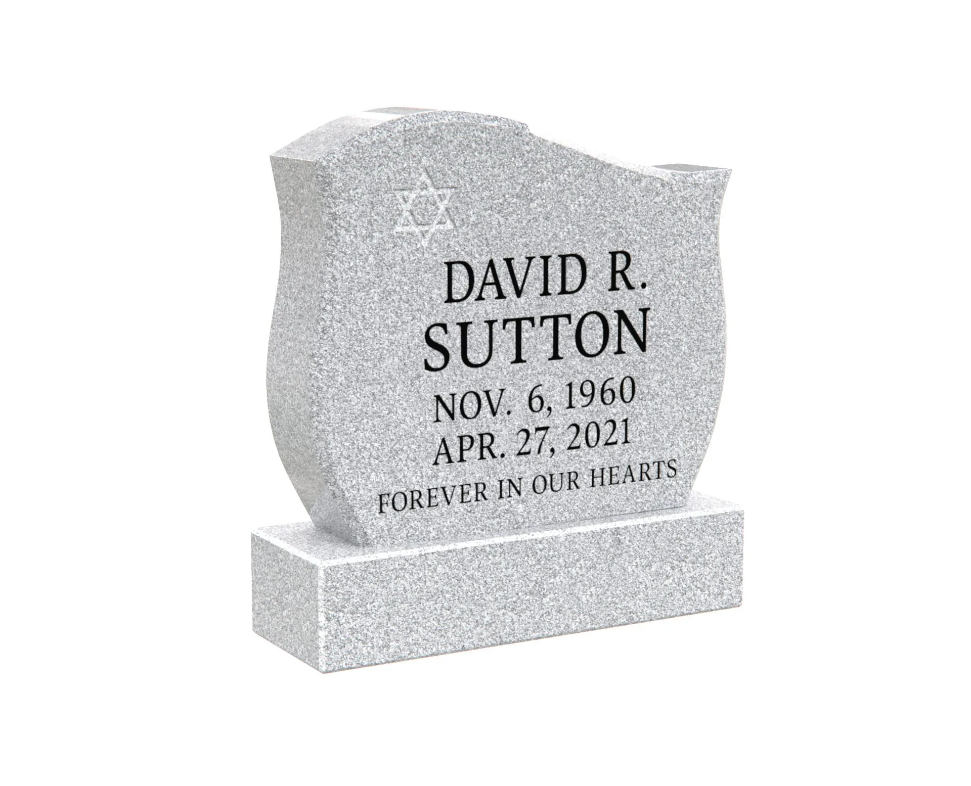 Show photo 2 of 4: Simple Upright Granite Memorial with Star of David