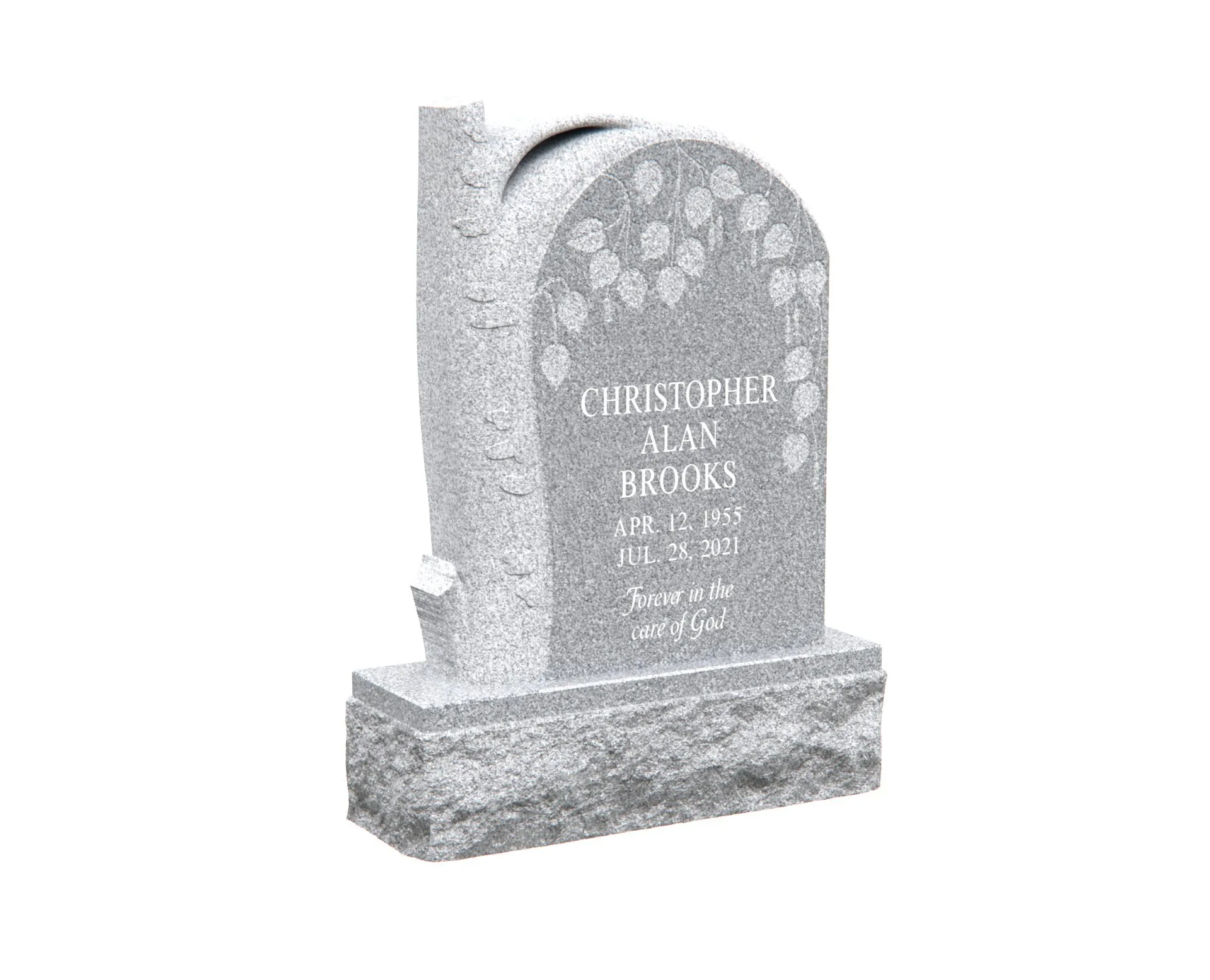 Show photo 2 of 4: Upright Granite Memorial with Birch Tree Shape