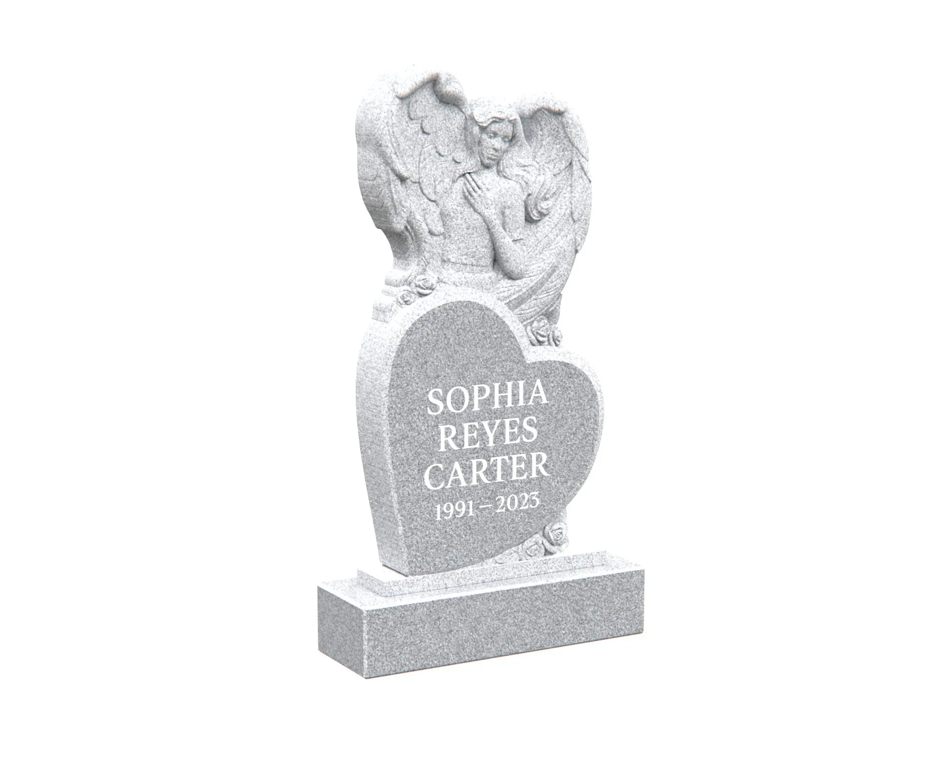 Show photo 2 of 4: Heart-Shaped Angel Memorial Headstone