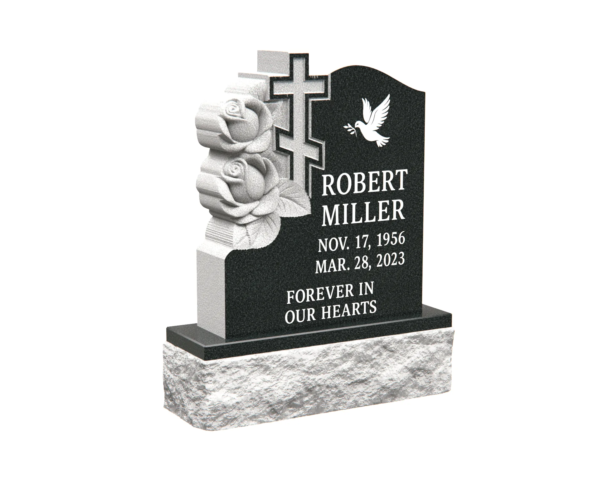 Headstone – Granite Orthodox Cross  with Floral Engraving