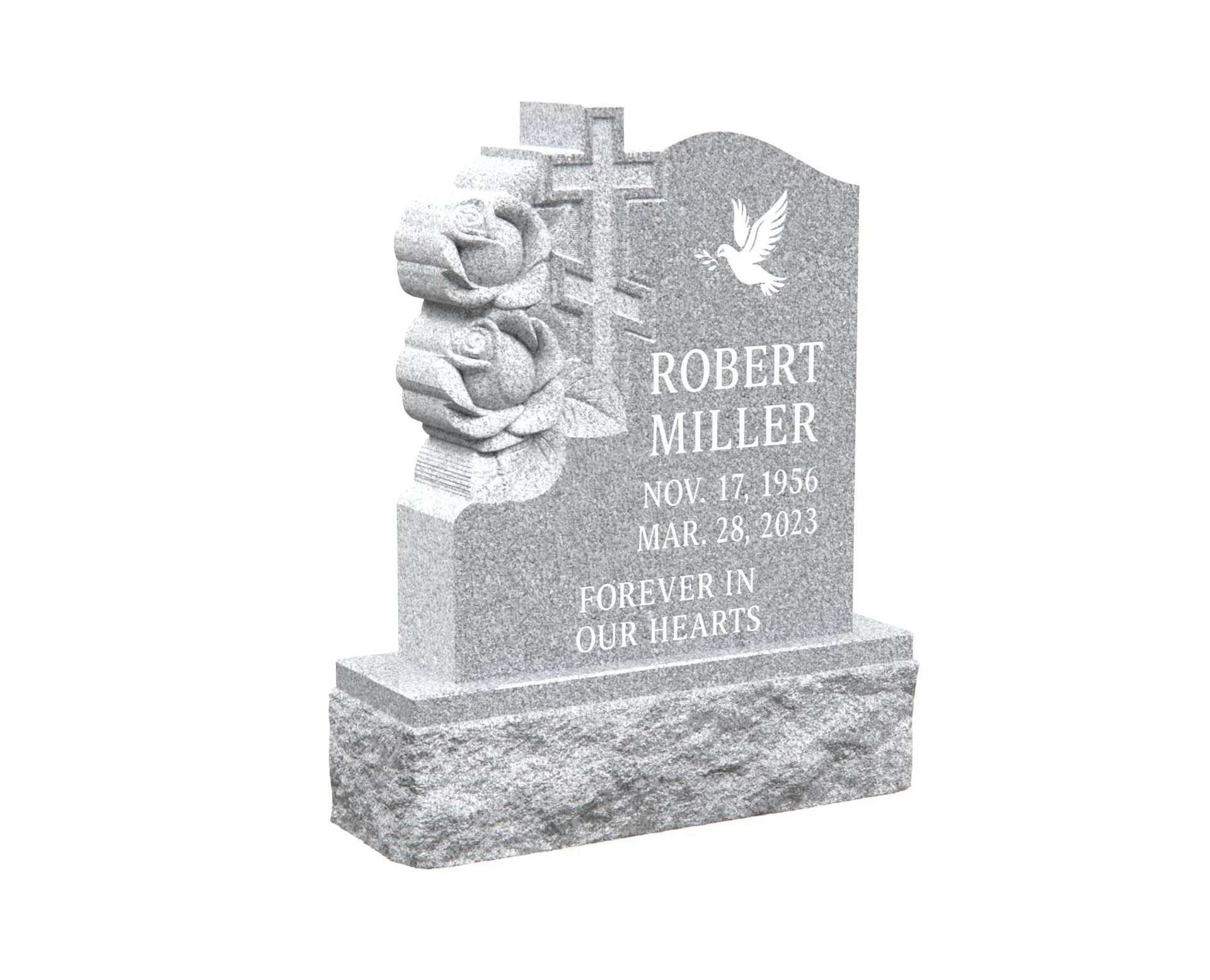 Show photo 2 of 4: Headstone - Granite Orthodox Cross with Floral Engraving