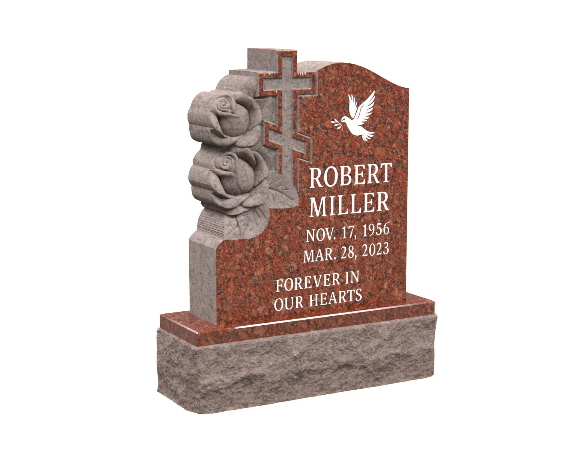 Show photo 3 of 4: Headstone - Granite Orthodox Cross with Floral Engraving
