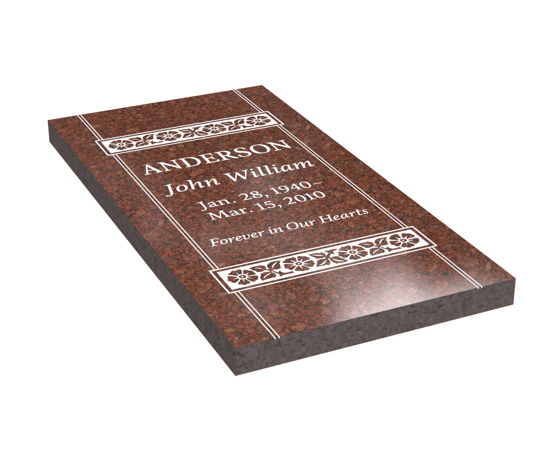 Show photo 3 of 4: Simple Granite Grave Ledger with Decorative Corners