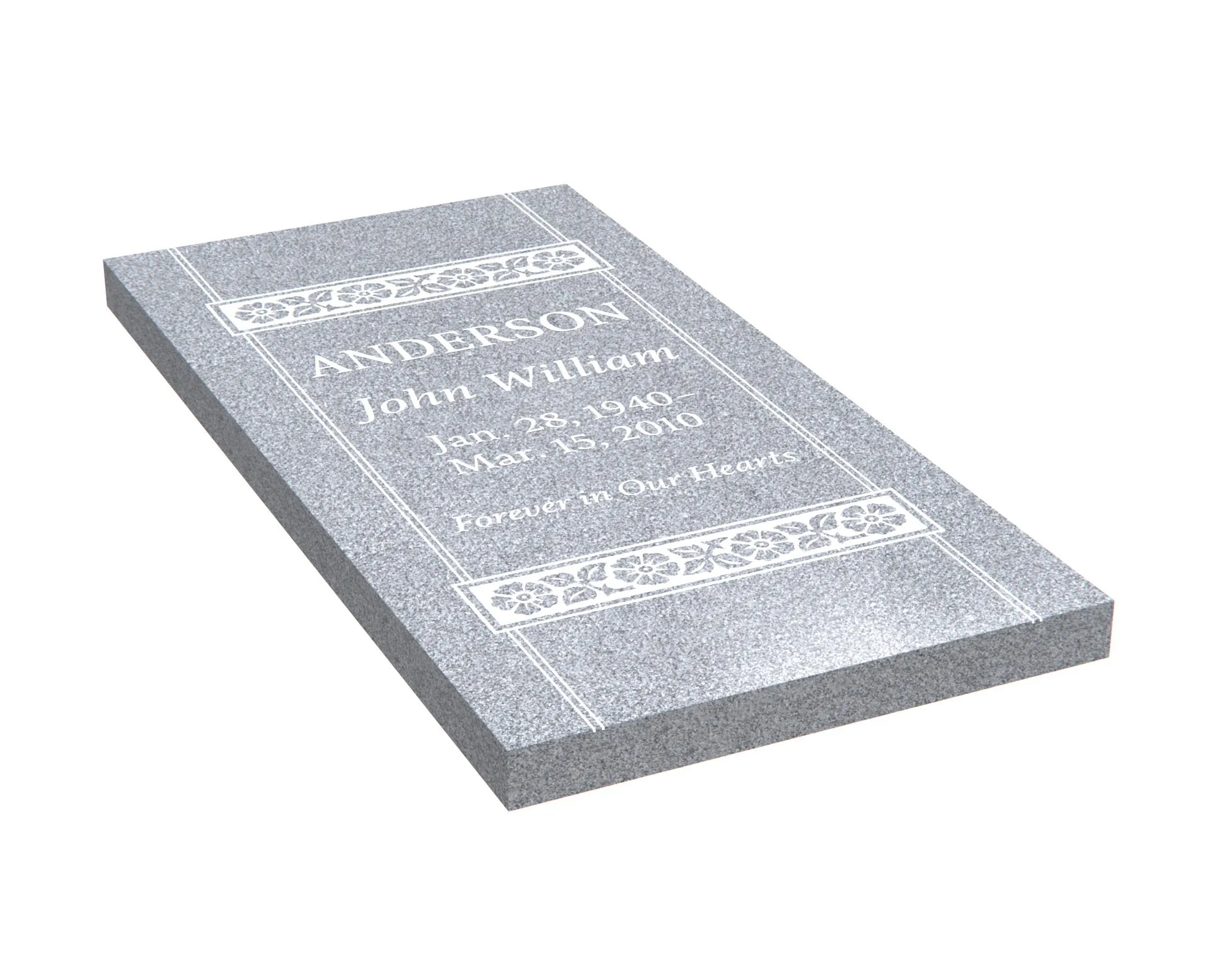 Show photo 2 of 4: Simple Granite Grave Ledger with Decorative Corners