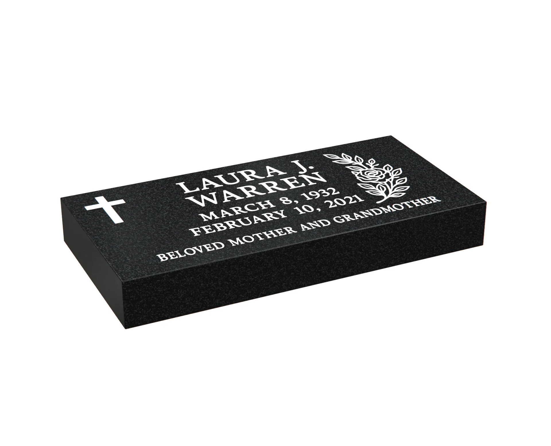 Elegant Flat Headstone with Cross Symbol