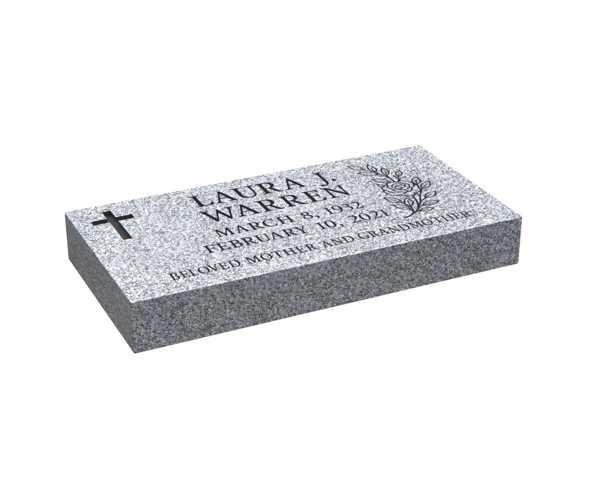 Show photo 2 of 4: Elegant Flat Headstone with Cross Symbol
