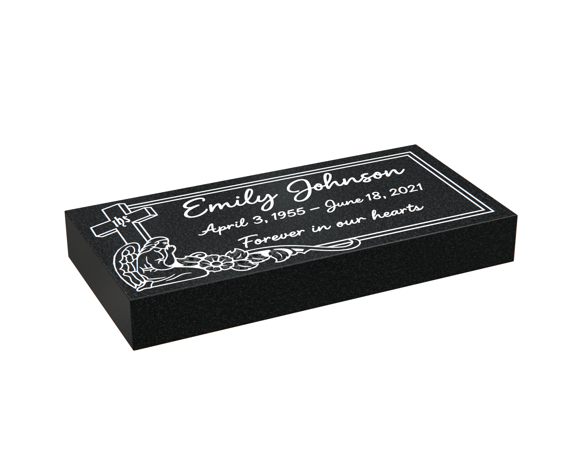 Economy Flat Cemetery Marker with Sleeping Angel Design