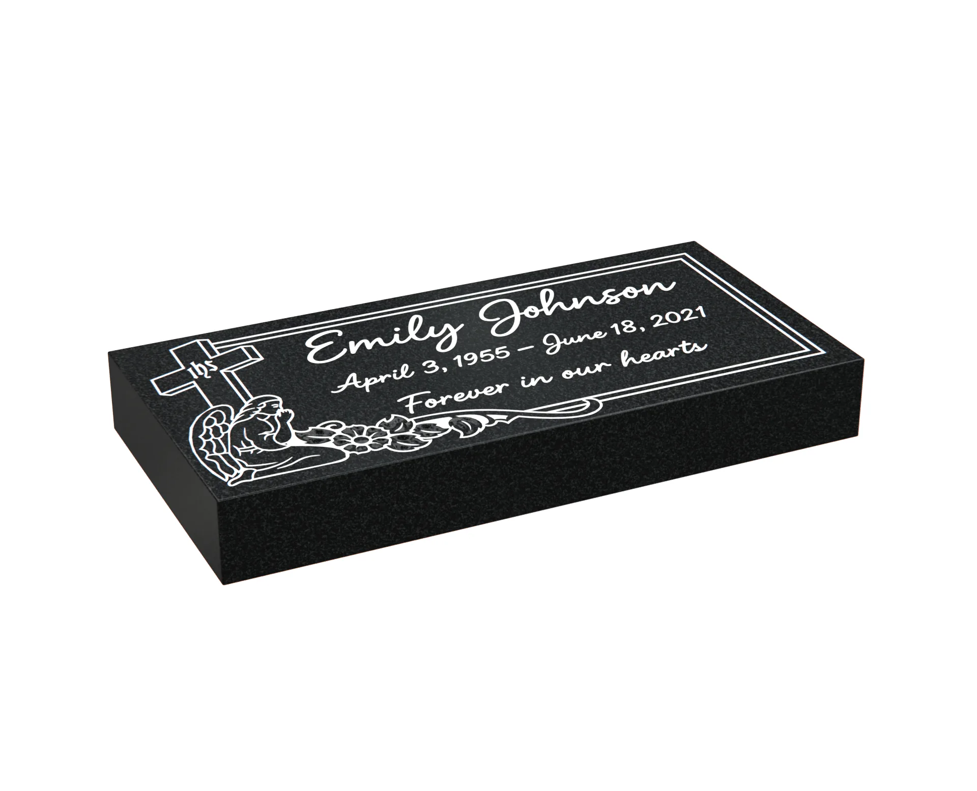 Affordable Flat Cemetery Marker with Sleeping Angel Design